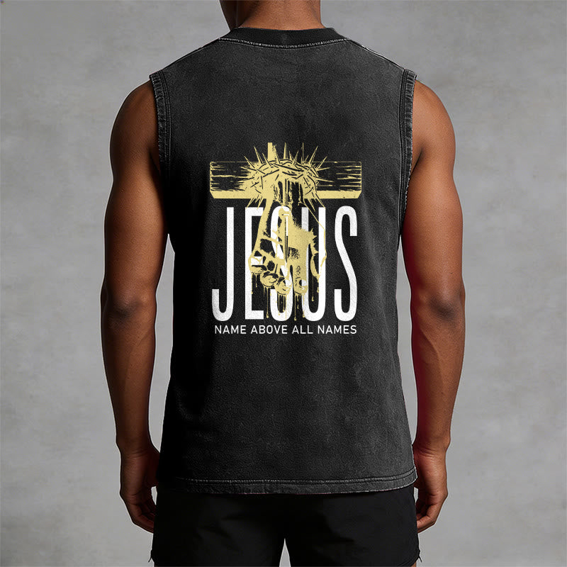 Christianartworkshop Jesus Name Above All Names Unisex Washed Tank Top - image 1
