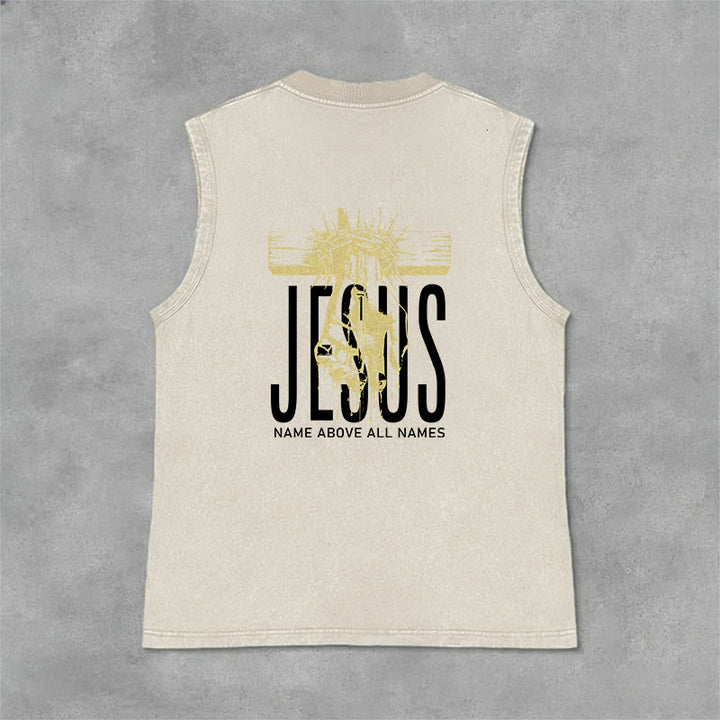 Christianartworkshop Jesus Name Above All Names Unisex Washed Tank Top - image 12