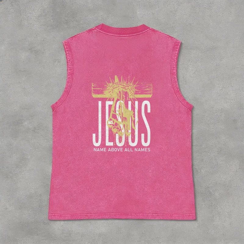 Christianartworkshop Jesus Name Above All Names Unisex Washed Tank Top - image 26