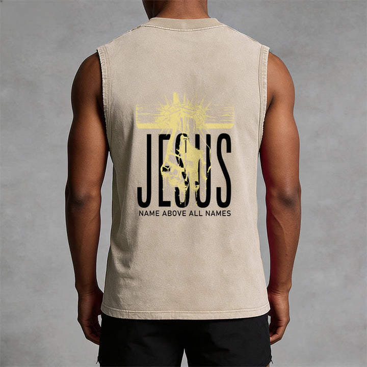 Christianartworkshop Jesus Name Above All Names Unisex Washed Tank Top - image 8