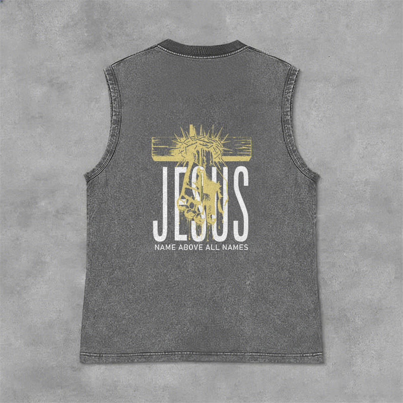 Christianartworkshop Jesus Name Above All Names Unisex Washed Tank Top - image 19