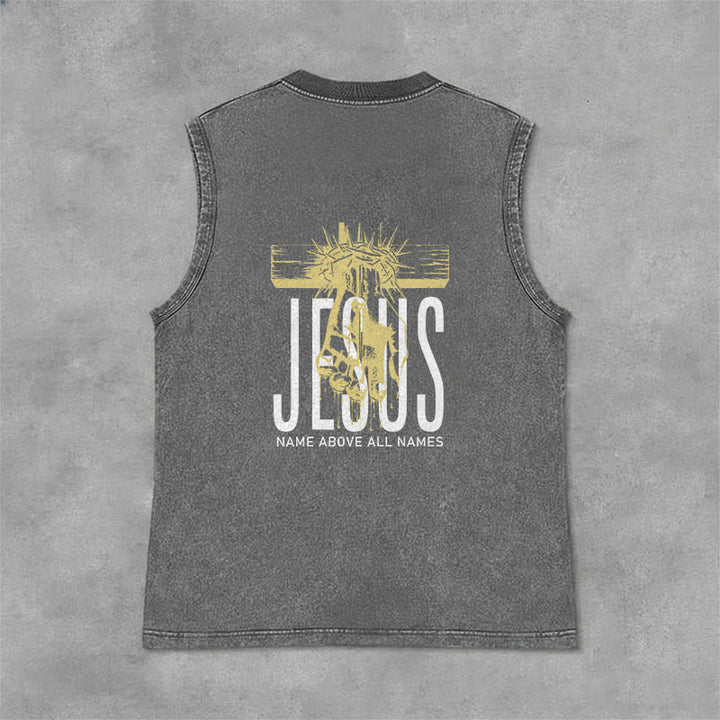 Christianartworkshop Jesus Name Above All Names Unisex Washed Tank Top - image 19