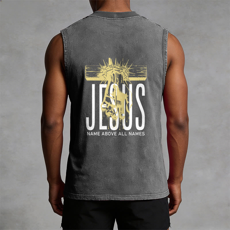 Christianartworkshop Jesus Name Above All Names Unisex Washed Tank Top - image 15