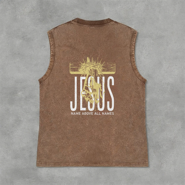 Christianartworkshop Jesus Name Above All Names Unisex Washed Tank Top - image 33