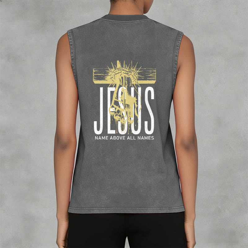 Christianartworkshop Jesus Name Above All Names Unisex Washed Tank Top - image 17
