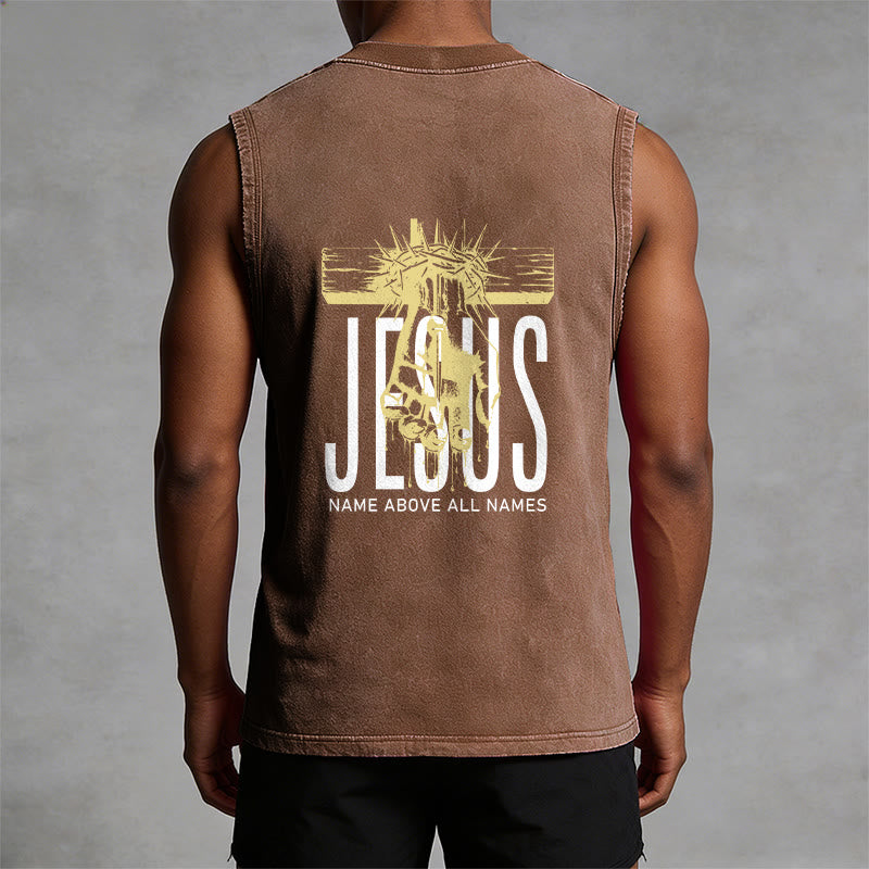 Christianartworkshop Jesus Name Above All Names Unisex Washed Tank Top - image 29