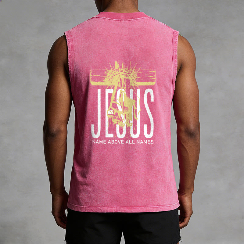 Christianartworkshop Jesus Name Above All Names Unisex Washed Tank Top - image 22