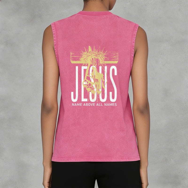 Christianartworkshop Jesus Name Above All Names Unisex Washed Tank Top - image 24