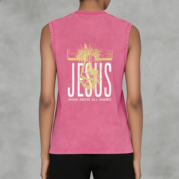 Christianartworkshop Jesus Name Above All Names Unisex Washed Tank Top - image 24