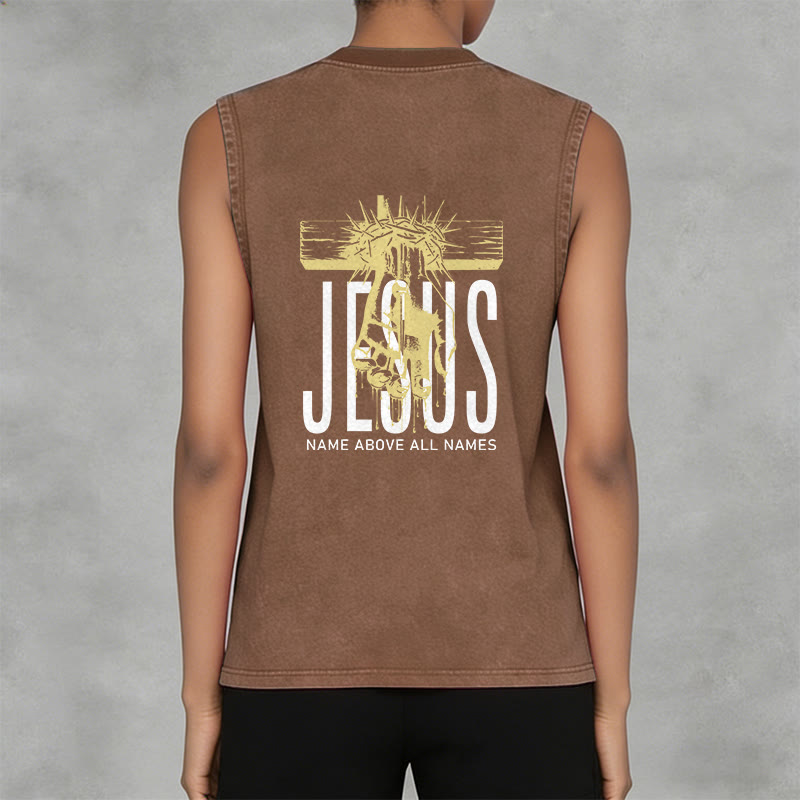 Christianartworkshop Jesus Name Above All Names Unisex Washed Tank Top - image 31
