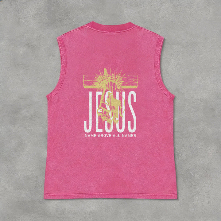 Christianartworkshop Jesus Name Above All Names Unisex Washed Tank Top - image 26