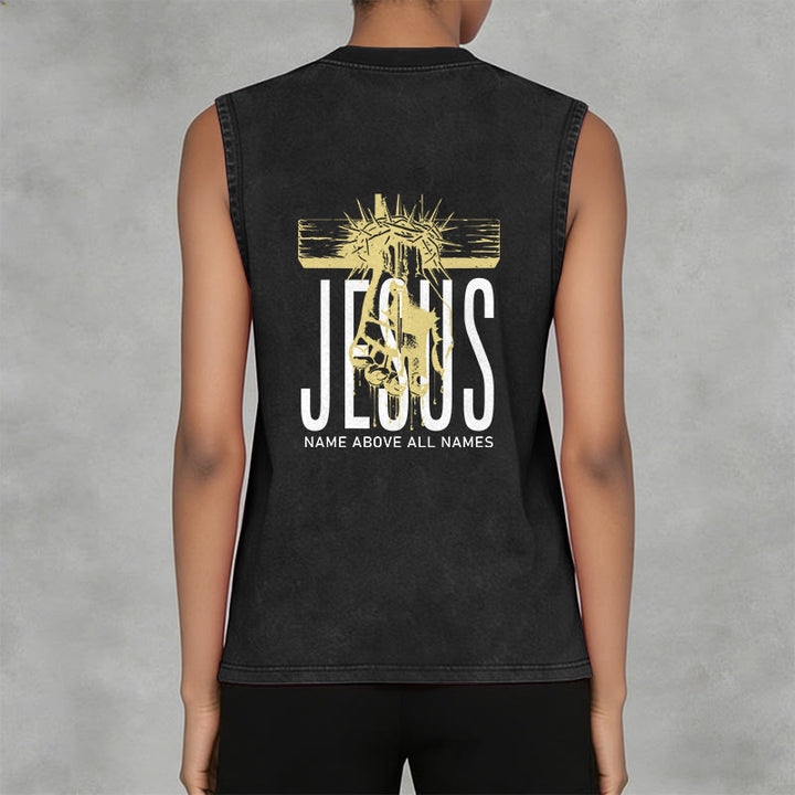 Christianartworkshop Jesus Name Above All Names Unisex Washed Tank Top - image 3