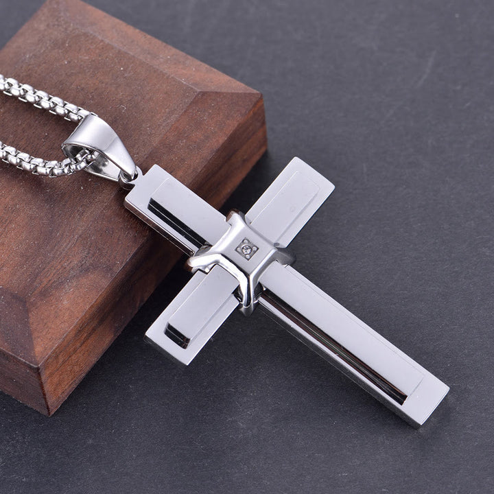 Christianartworkshop Layered Cross Pendant Necklace: Symbol of Faith and Eternal Grace - Silver - image 3
