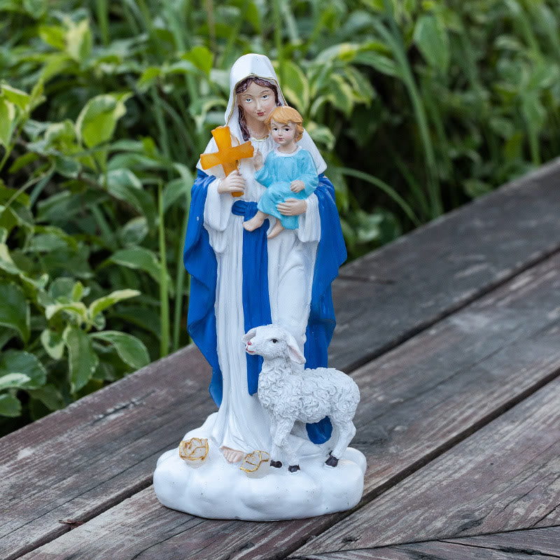 Christianartworkshop Solar-Powered Our Lady Figure with Lamb Ornament: Contemplative Ambience for Home - image 3