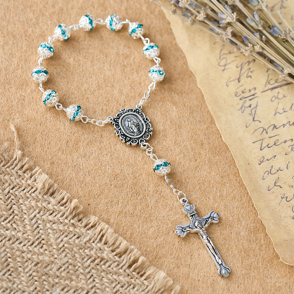 Christianartworkshop Sparkling Bead Pocket Rosary with Our Lady Medal: Symbol of Faith and Grace - image 1