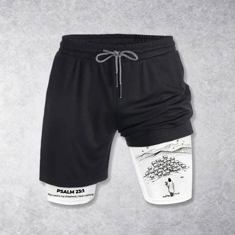 Christianartworkshop Psalm 23 Faithful Shepherd Printed Shorts - White - 3XL - image 0