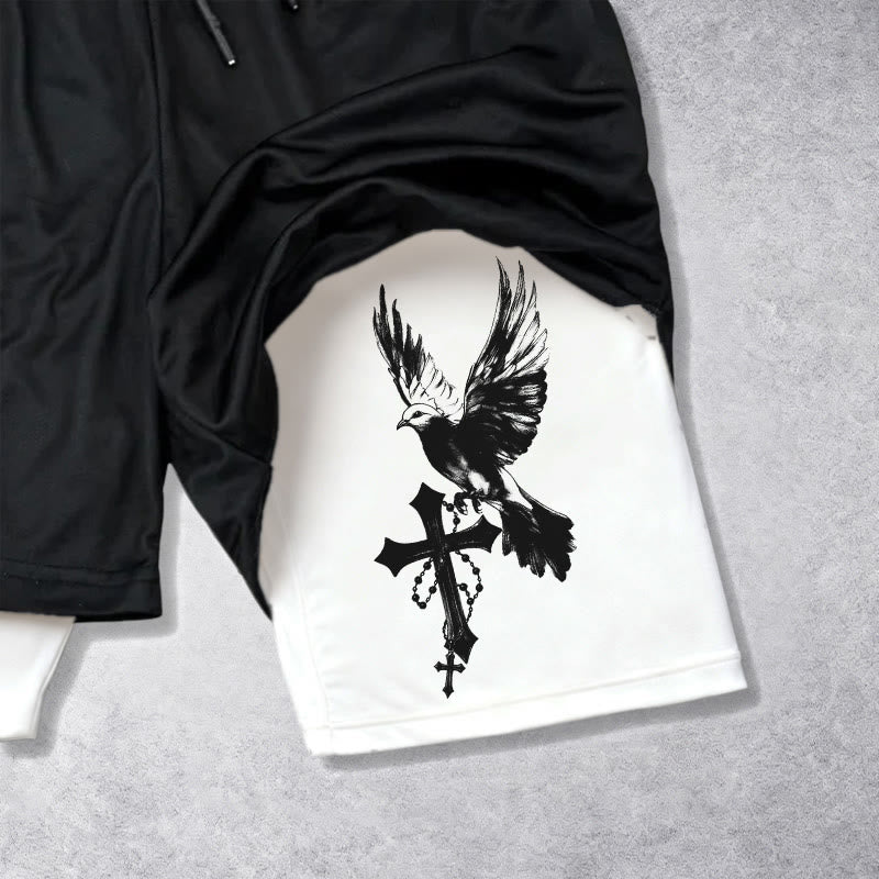 Christianartworkshop Acts 2:3 Holy Spirit Dove & Cross Performance Shorts - image 5