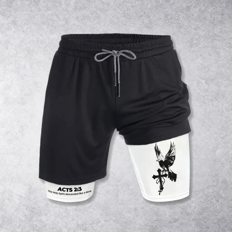 Christianartworkshop Acts 2:3 Holy Spirit Dove & Cross Performance Shorts - White - 3XL - image 0