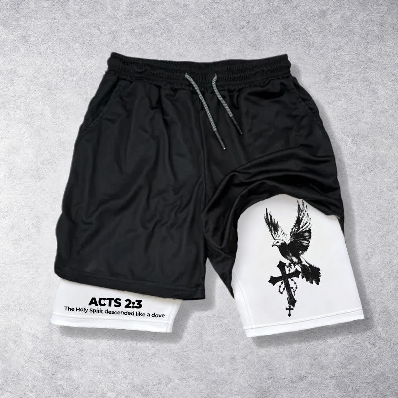 Christianartworkshop Acts 2:3 Holy Spirit Dove & Cross Performance Shorts - image 4