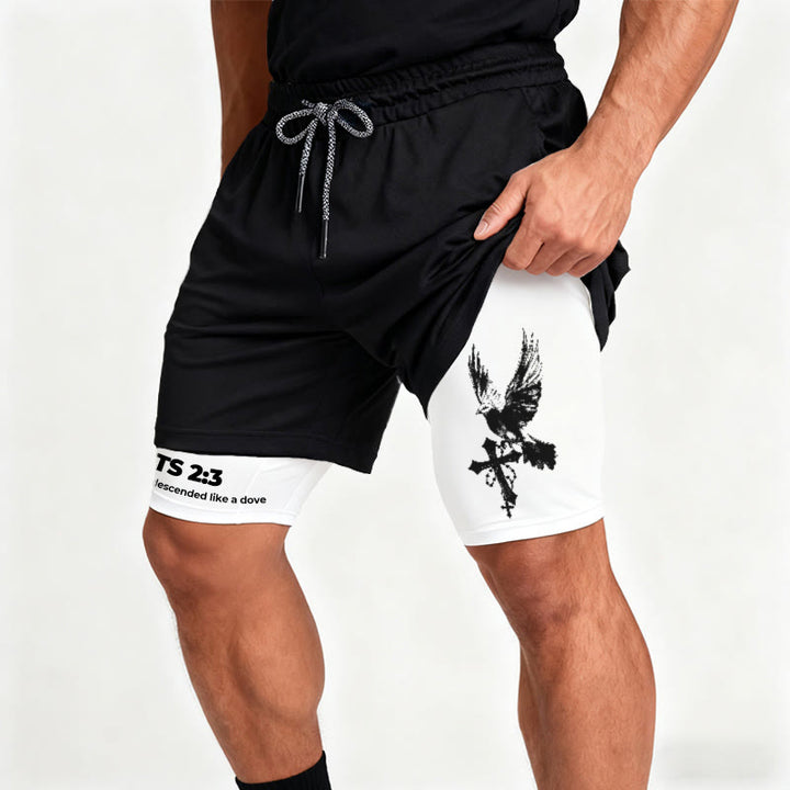 Christianartworkshop Acts 2:3 Holy Spirit Dove & Cross Performance Shorts - image 3