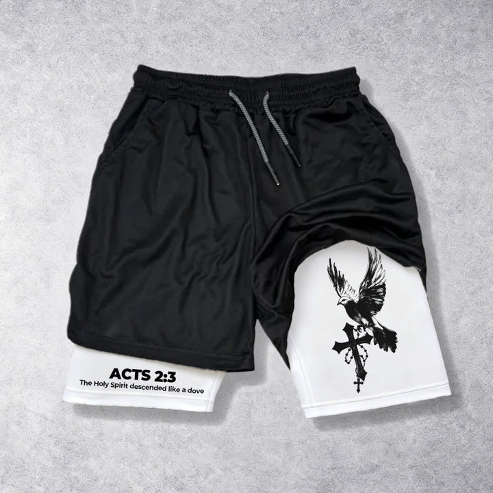 Christianartworkshop Acts 2:3 Holy Spirit Dove & Cross Performance Shorts - image 4
