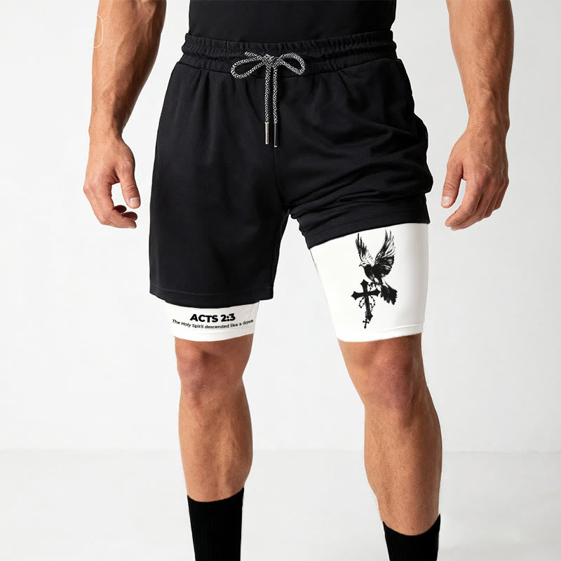 Christianartworkshop Acts 2:3 Holy Spirit Dove & Cross Performance Shorts - image 2