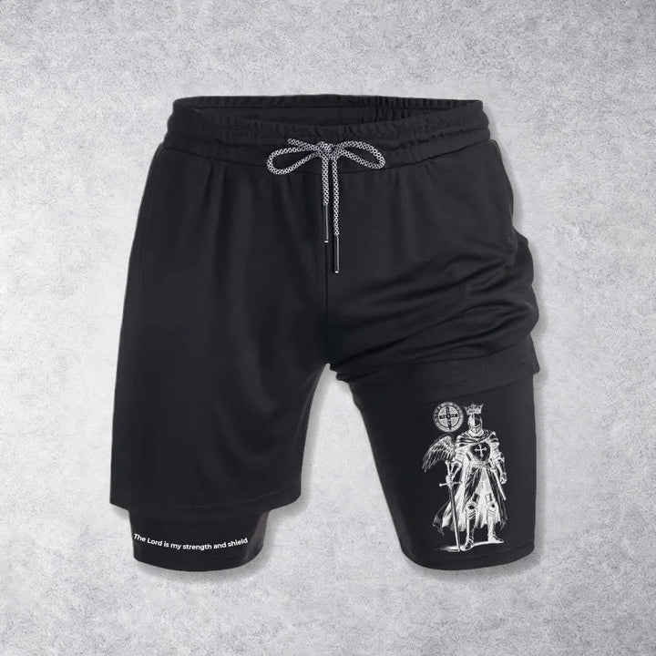 Christianartworkshop The Lord Is My Strength and Shield Knight Performance Shorts - Black - 3XL - image 9
