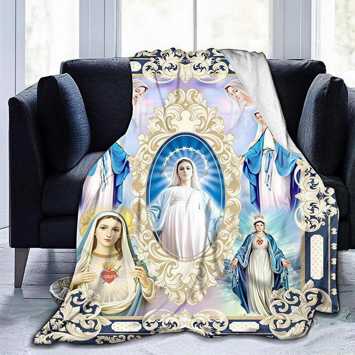 Christianartworkshop Ornate Golden Scrollwork Marian Manifestations Tapestry  - image 4
