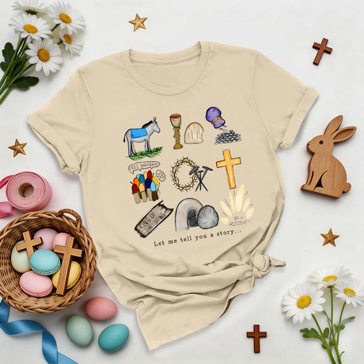 Christianartworkshop Easter Story Collage Premium T-Shirt - Beige - 2XL - image 0