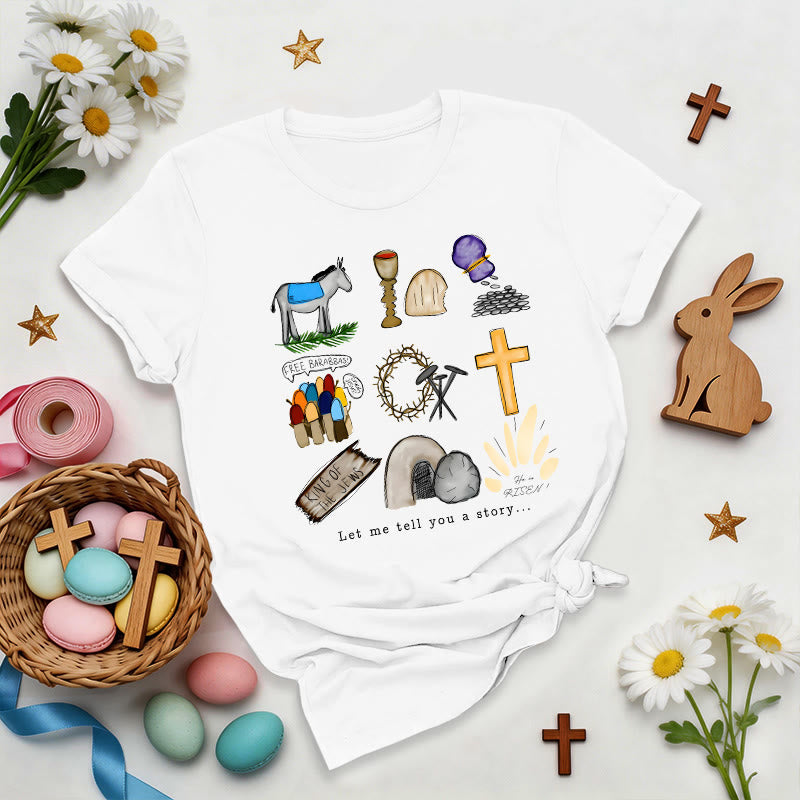 Christianartworkshop Easter Story Collage Premium T-Shirt - White - 2XL - image 3