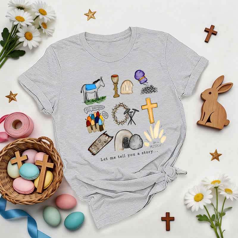 Christianartworkshop Easter Story Collage Premium T-Shirt - Grey - 2XL - image 2
