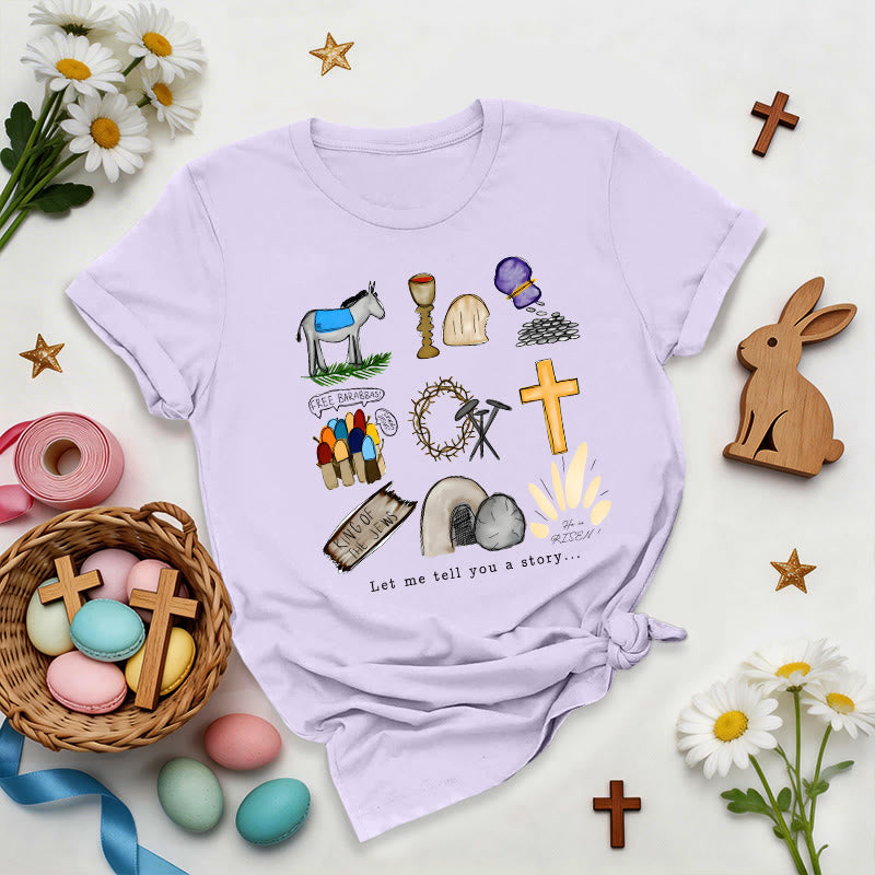 Christianartworkshop Easter Story Collage Premium T-Shirt - Purple - 2XL - image 6