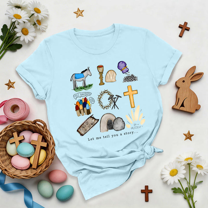Christianartworkshop Easter Story Collage Premium T-Shirt - Blue - 2XL - image 8