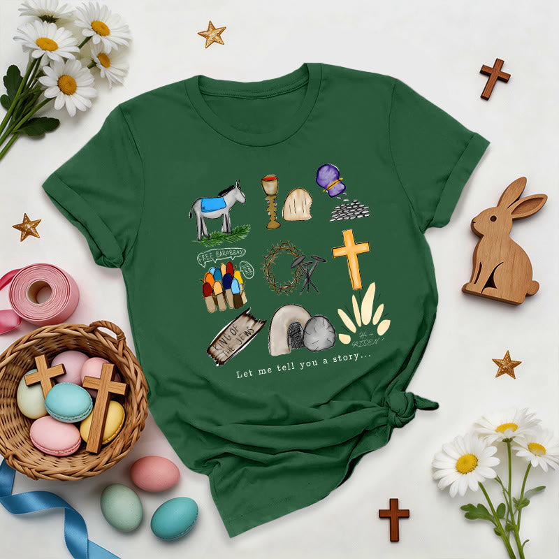 Christianartworkshop Easter Story Collage Premium T-Shirt - Dark Green - 2XL - image 5