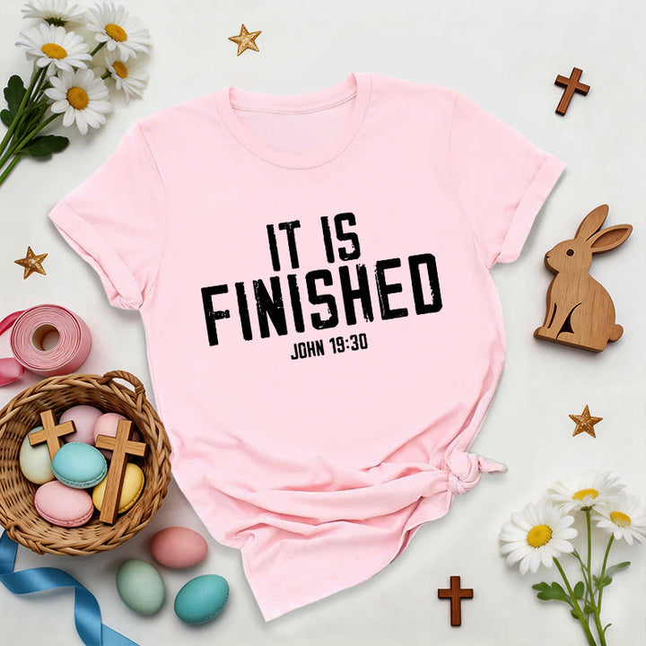 Christianartworkshop John 19:30 It Is Finished Distressed Premium T-Shirt - Pink - 2XL - image 0