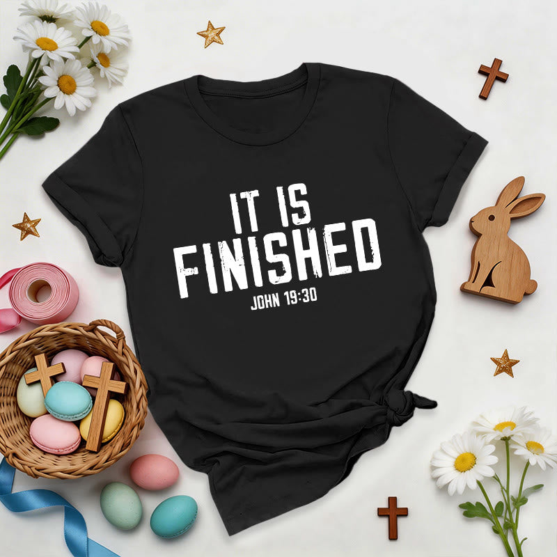 Christianartworkshop John 19:30 It Is Finished Distressed Premium T-Shirt - Black - 2XL - image 3