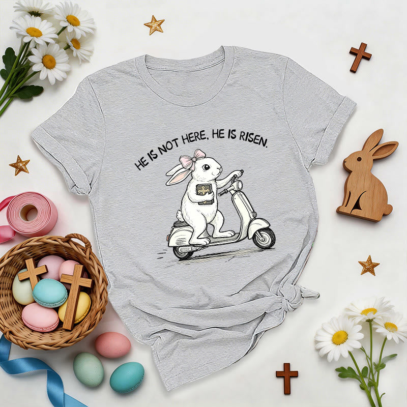 Christianartworkshop He Is Risen Easter Bunny Scooter Premium T-Shirt - Grey - 2XL - image 5