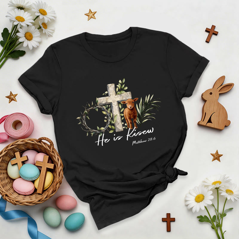 Christianartworkshop He Is Risen Matthew 28:6 Premium T-Shirt - Black - 2XL - image 8