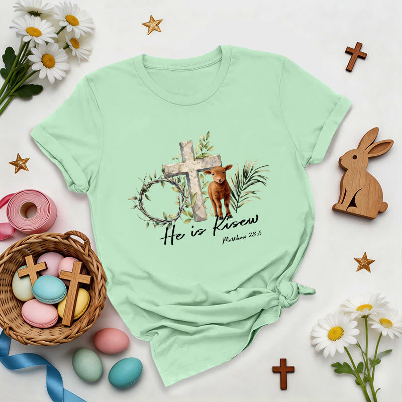 Christianartworkshop He Is Risen Matthew 28:6 Premium T-Shirt - Light Green - 2XL - image 2