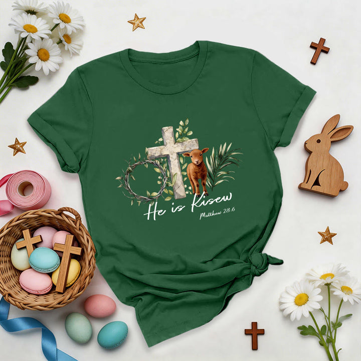 Christianartworkshop He Is Risen Matthew 28:6 Premium T-Shirt - Dark Green - 2XL - image 0