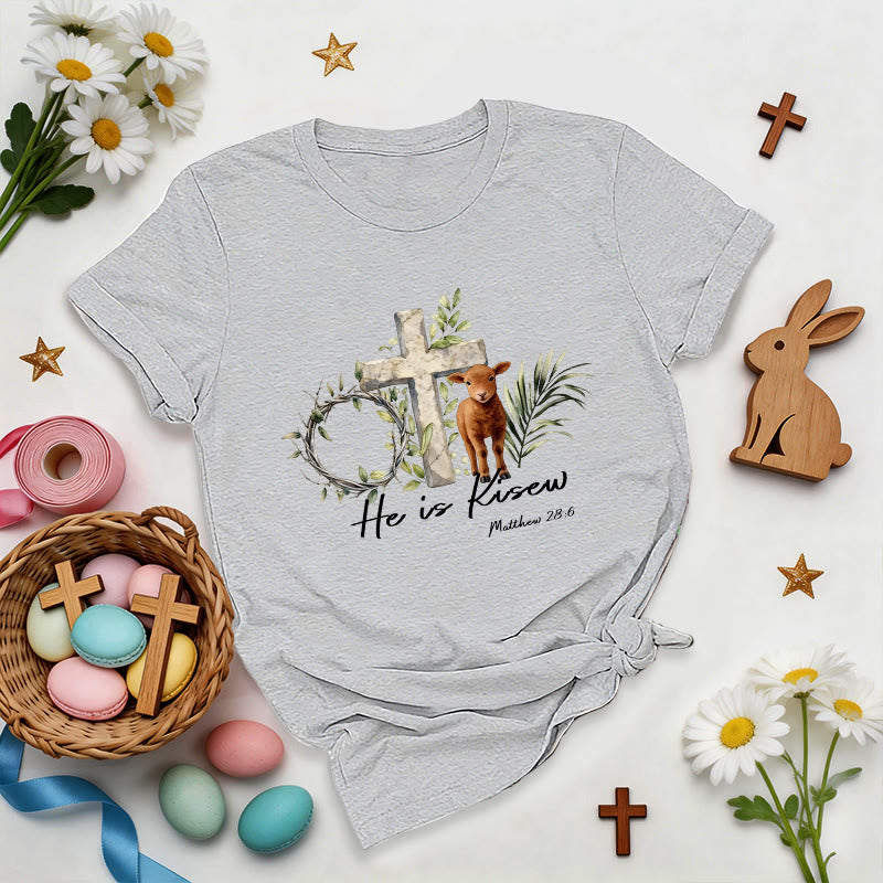 Christianartworkshop He Is Risen Matthew 28:6 Premium T-Shirt - Grey - 2XL - image 6