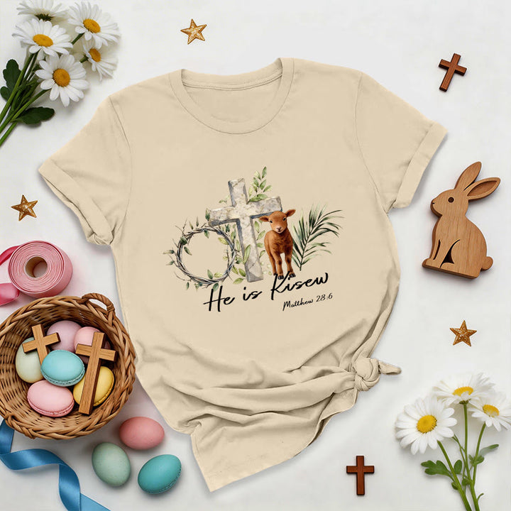 Christianartworkshop He Is Risen Matthew 28:6 Premium T-Shirt - Beige - 2XL - image 4