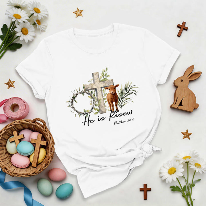 Christianartworkshop He Is Risen Matthew 28:6 Premium T-Shirt - White - 2XL - image 7