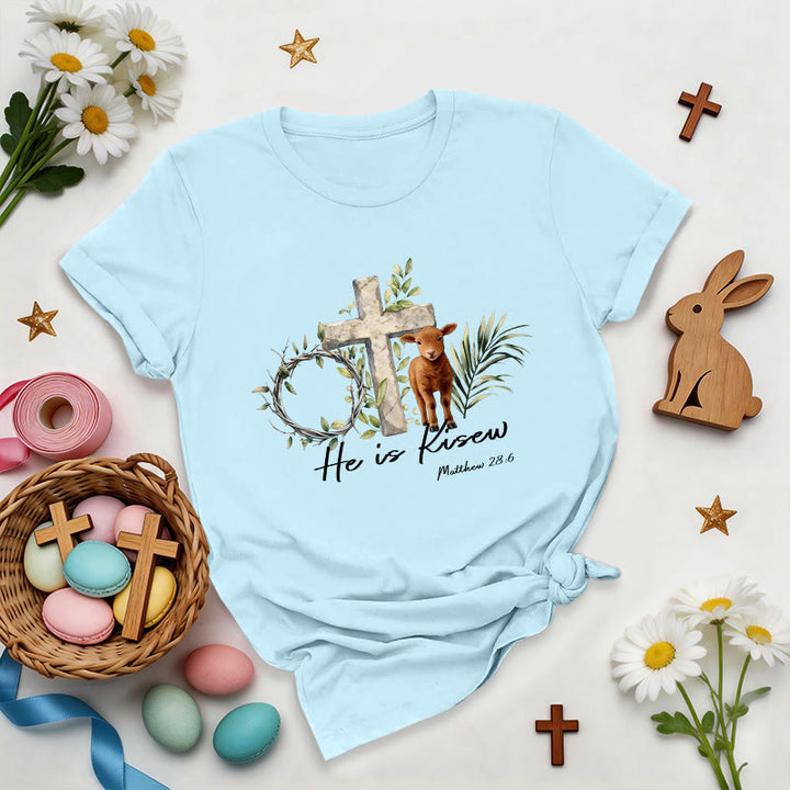 Christianartworkshop He Is Risen Matthew 28:6 Premium T-Shirt - Blue - 2XL - image 3