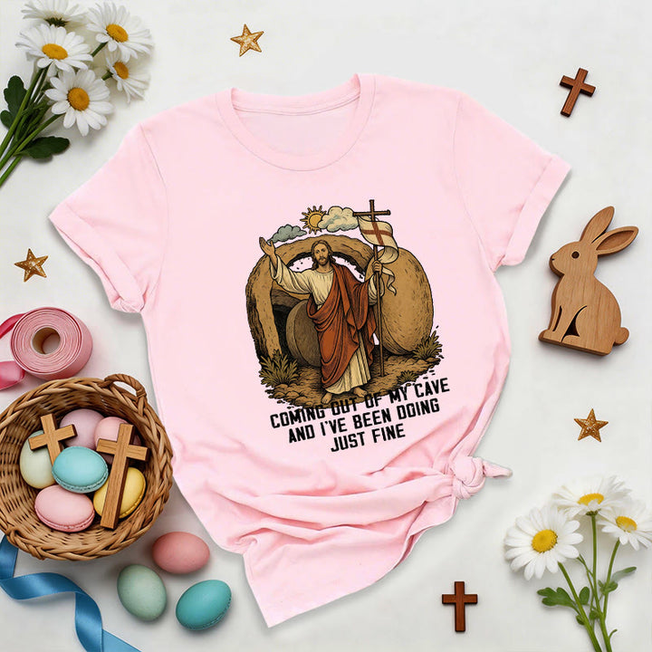 Christianartworkshop Resurrection Cave Christ Premium T-Shirt - Pink - 2XL - image 6