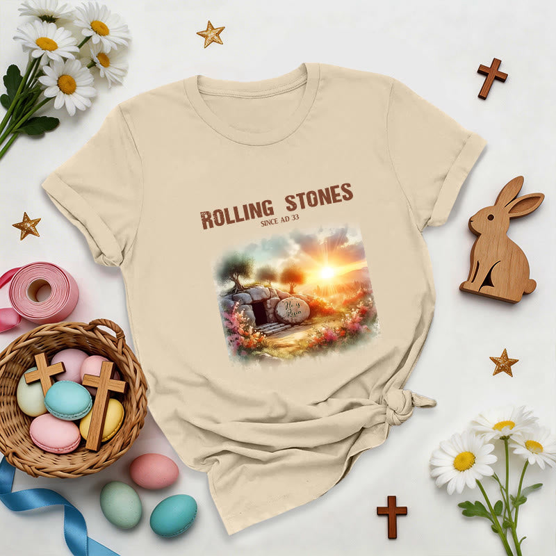 Christianartworkshop Faith-Inspired Rolling Stones T-Shirt - Beige - 2XL - image 1