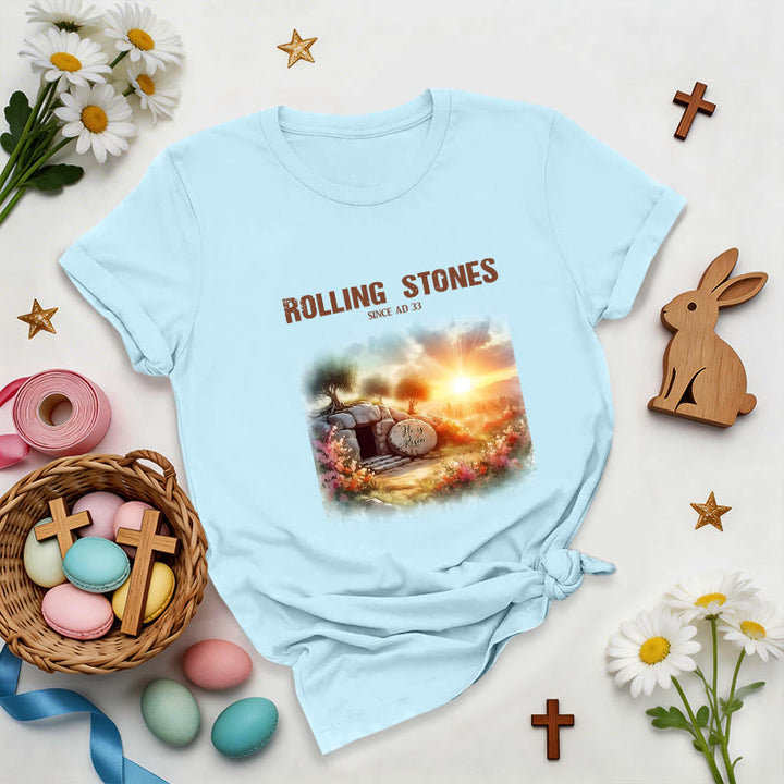 Christianartworkshop Faith-Inspired Rolling Stones T-Shirt - Blue - 2XL - image 0