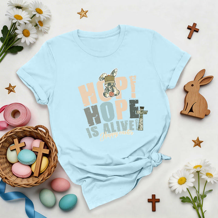 Christianartworkshop Hope Is Alive Easter Premium T-Shirt - Blue - 2XL - image 6