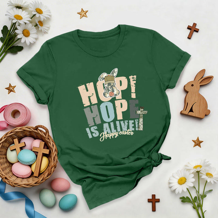 Christianartworkshop Hope Is Alive Easter Premium T-Shirt - Dark Green - 2XL - image 3