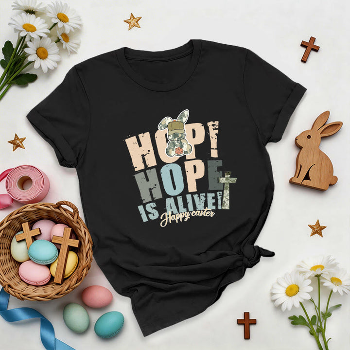 Christianartworkshop Hope Is Alive Easter Premium T-Shirt - Black - 2XL - image 2